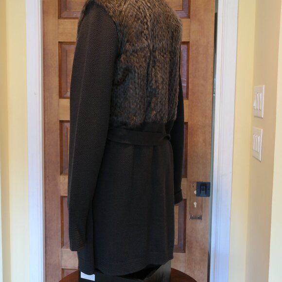Elie Tahari Oriana Sweater Dress Womens Size Large Merino Wool Rabbit Fur - Picture 9 of 12